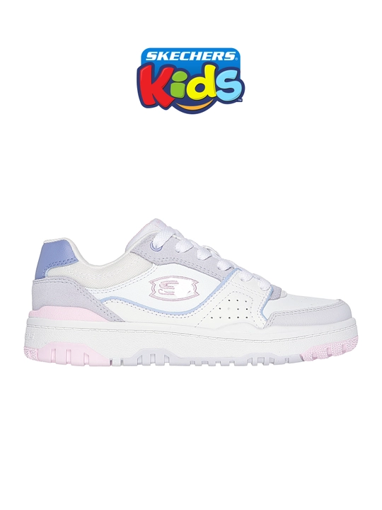 Qizlar uchun krossovkalar Skechers SKX-228, bog'ichli, to'r, charm va zamsha ustki qismli