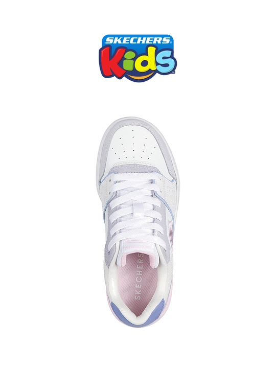 Qizlar uchun krossovkalar Skechers SKX-228, bog'ichli, to'r, charm va zamsha ustki qismli