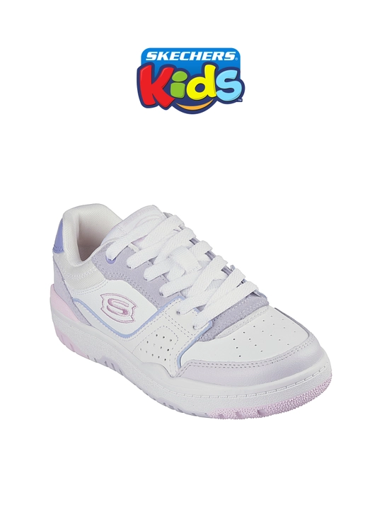 Qizlar uchun krossovkalar Skechers SKX-228, bog'ichli, to'r, charm va zamsha ustki qismli
