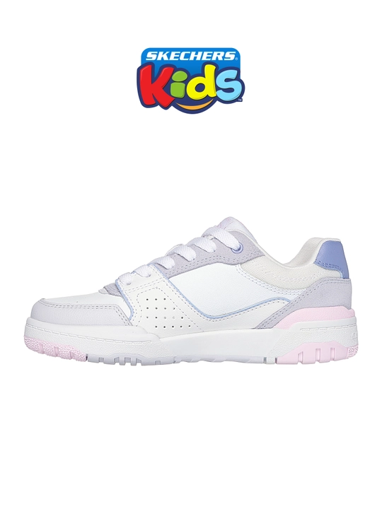 Qizlar uchun krossovkalar Skechers SKX-228, bog'ichli, to'r, charm va zamsha ustki qismli
