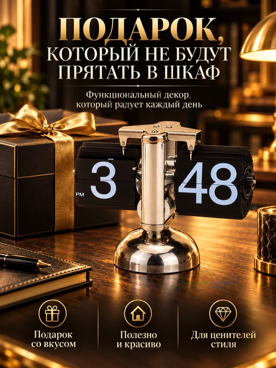 Перекидные часы Flip Clock, настольные, электронные, металл, белые