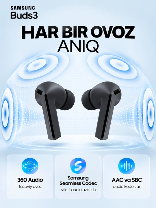 Simsiz quloqchinlar Samsung Galaxy Buds3 FE ANC 360 Audio Bluetooth 5.4 IP54 30 soatgacha