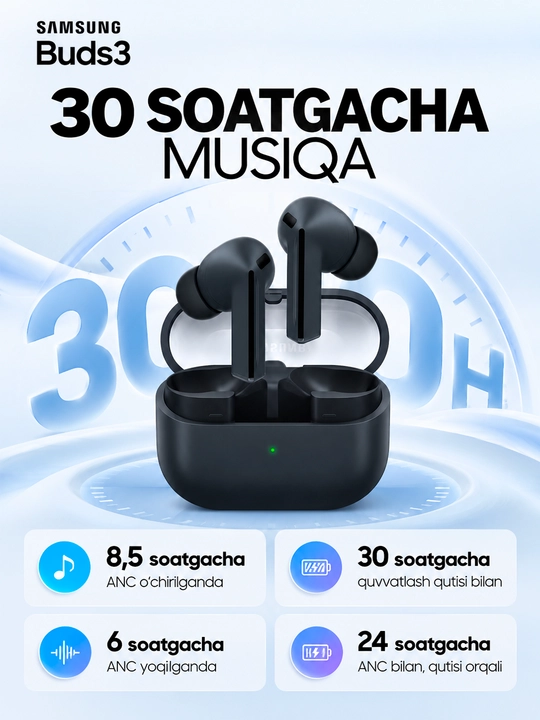Simsiz quloqchinlar Samsung Galaxy Buds3 FE ANC 360 Audio Bluetooth 5.4 IP54 30 soatgacha
