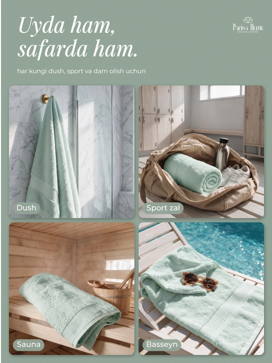 Banyo sochiq, hammom sochiqlari to'plami: badan uchun 70x135, yuz uchun 50x85, 100% paxta