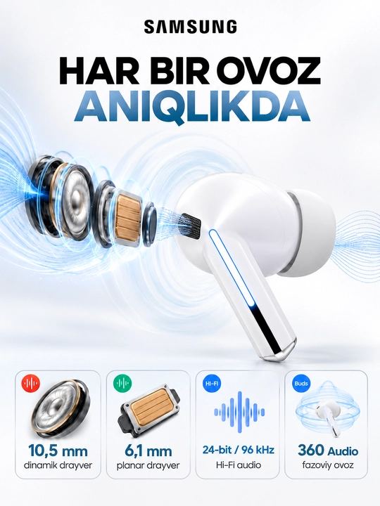 Беспроводные наушники Galaxy Buds 3 PRO с искусственным интеллектом, Bluetooth V 5.4