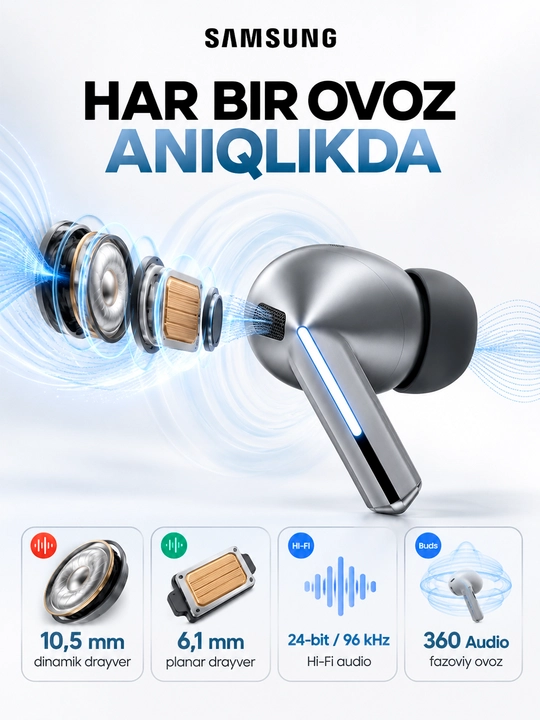 Беспроводные наушники Galaxy Buds 3 PRO с искусственным интеллектом, Bluetooth V 5.4