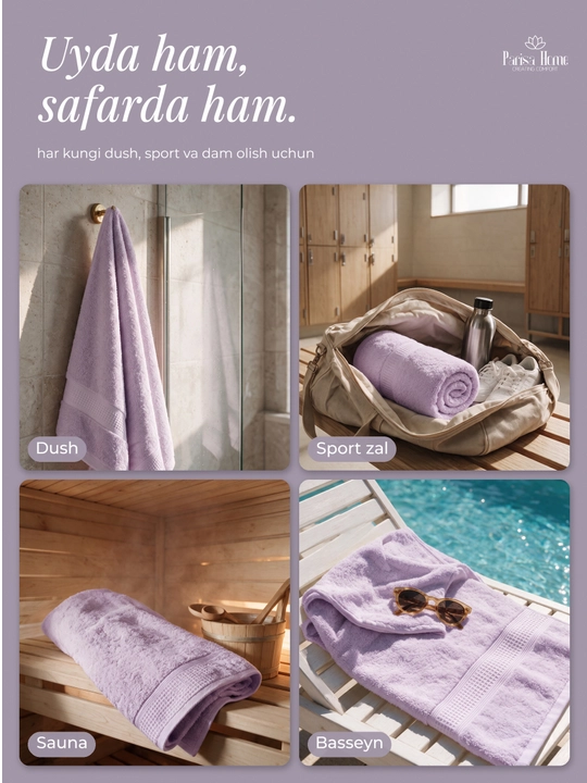 Banyo sochiq, hammom sochiqlari to'plami: badan uchun 70x135, yuz uchun 50x85, 100% paxta
