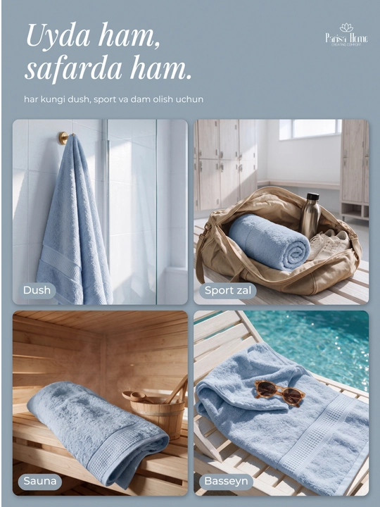 Banyo sochiq, hammom sochiqlari to'plami: badan uchun 70x135, yuz uchun 50x85, 100% paxta