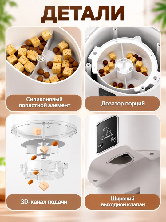 Mushuklar va itlar uchun avtomatik oziqlantirgich + WiFi, ilova orqali boshqarish, 3.2l