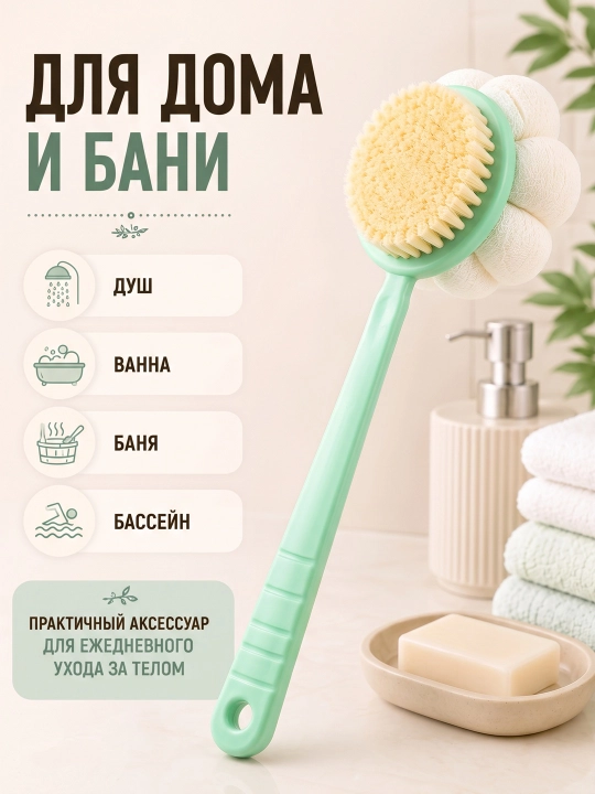 Силиконовая мочалка для душа и тела 70 см