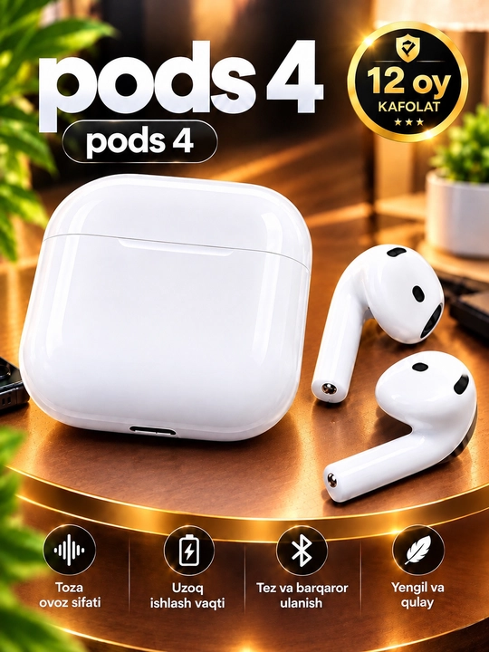 Беспроводные наушники Pods 4 сенсорным управлением для iPhone и Android