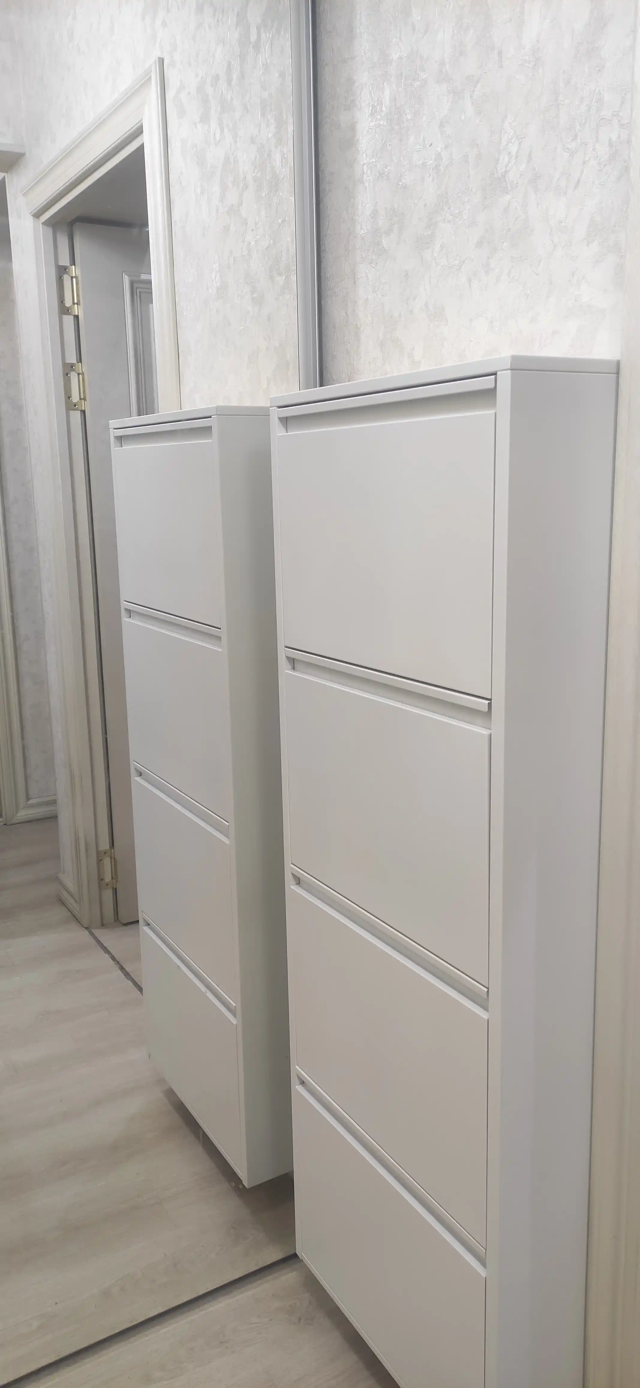 Тонкий металлический шкаф для обуви каидия, настенный, 3/4 полки