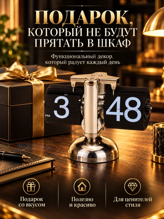 Часы настольные перекидные Flip Clock, ретро-часы для дома и офиса, 21×10×16 см