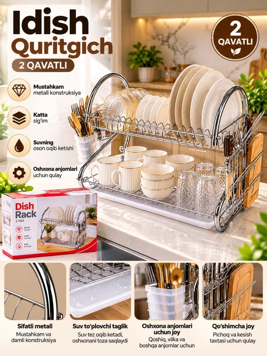 Idish quritgich, ikki qavatli quritgich, idish tagligi, organayzer - 
