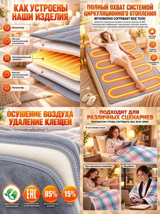 Электропростынь, электрическое одеяло, электроматрас