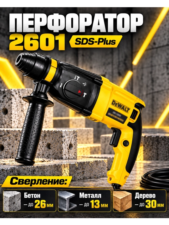 Перфоратор профессиональный 3x режимный, 26 мм, SDS PLUS