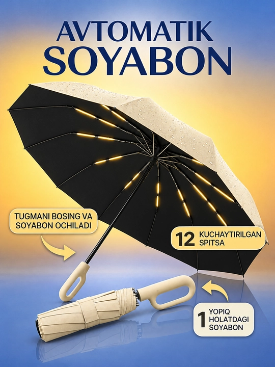 Ayollar va erkaklar uchun avtomatik soyabon - 