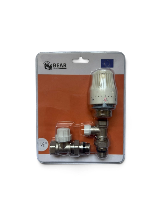 WHITE BEAR 1/2" radiator uchun termoregulyator to‘plami, termostatik kallak va klapanlar