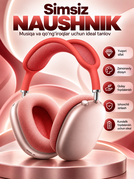 Shovqinni kamaytirish va mikrofonli premium simsiz Bluetooth Hi-Fi Stereo quloqchinlari - 