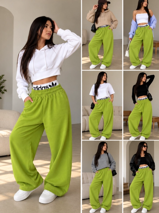 Ayollar uchun keng sport shimlari, Oversize palazzo shim, rezinkali, paxtali