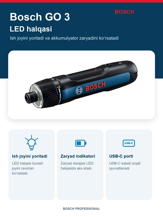 Bosch GO 3: Профессиональная электроотвертка 3.6В с универсальным фиксатором – до 5 мм