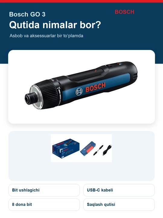 Bosch GO 3: Профессиональная электроотвертка 3.6В с универсальным фиксатором – до 5 мм
