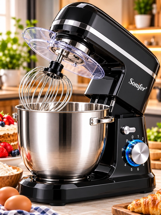 Планетарный миксер Sonifer SF-8213, 1300 Вт, чаша 5 л, 6 скоростей, 3 насадки