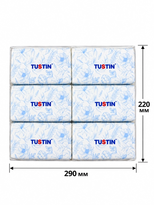 Салфетки бумажные TUSTIN, 4-слойные, мягкие и прочные, 6 упаковок