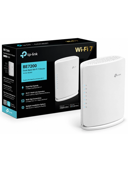 TP-Link Archer BE450 BE7200 — Wi-Fi 7 texnologiyasiga ega ikki diapazonli router - 