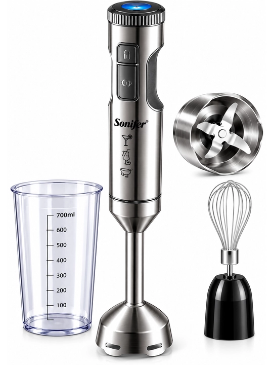 Sonifer SF-8070 Qo‘l Blenderi 800 W, 700 ml Stakan, Zanglamas Po‘lat Pichoqli