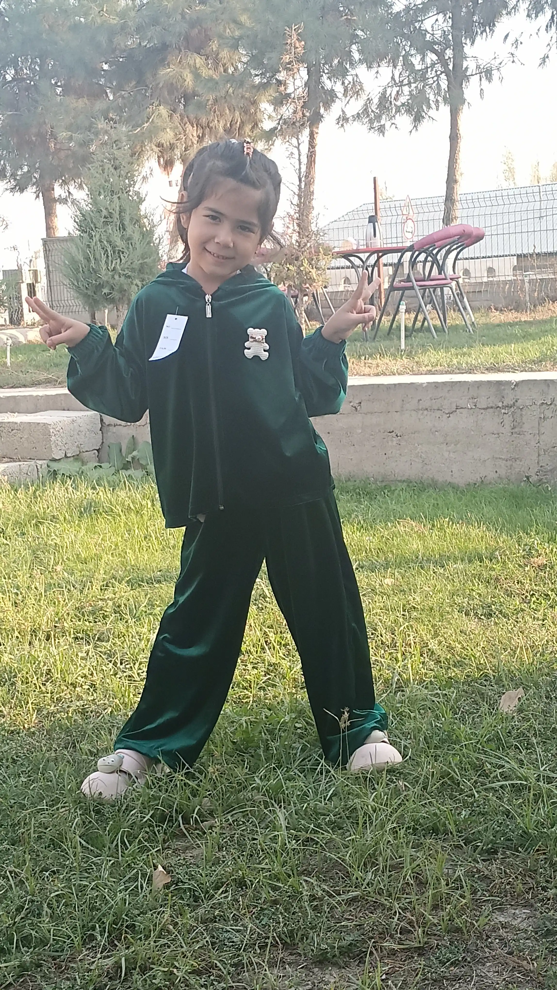 Qizlar uchun bolalar sport kostyumi, 2 qismli, huddi va shim, 3–6 yosh, zamonaviy kiyim