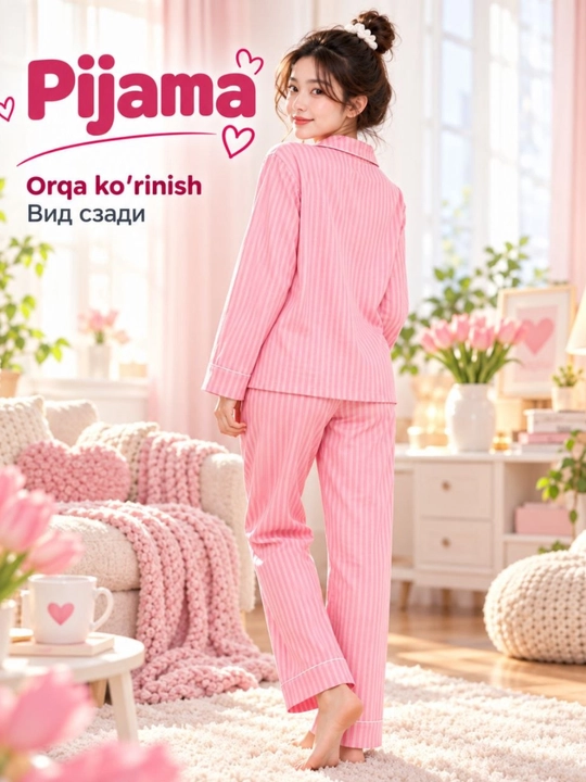 Ayollar pijamasi 2ta 1 tada, 2 o'lcham katta oling, uy kiyimi to'plam qizlar uchun, 6 rang