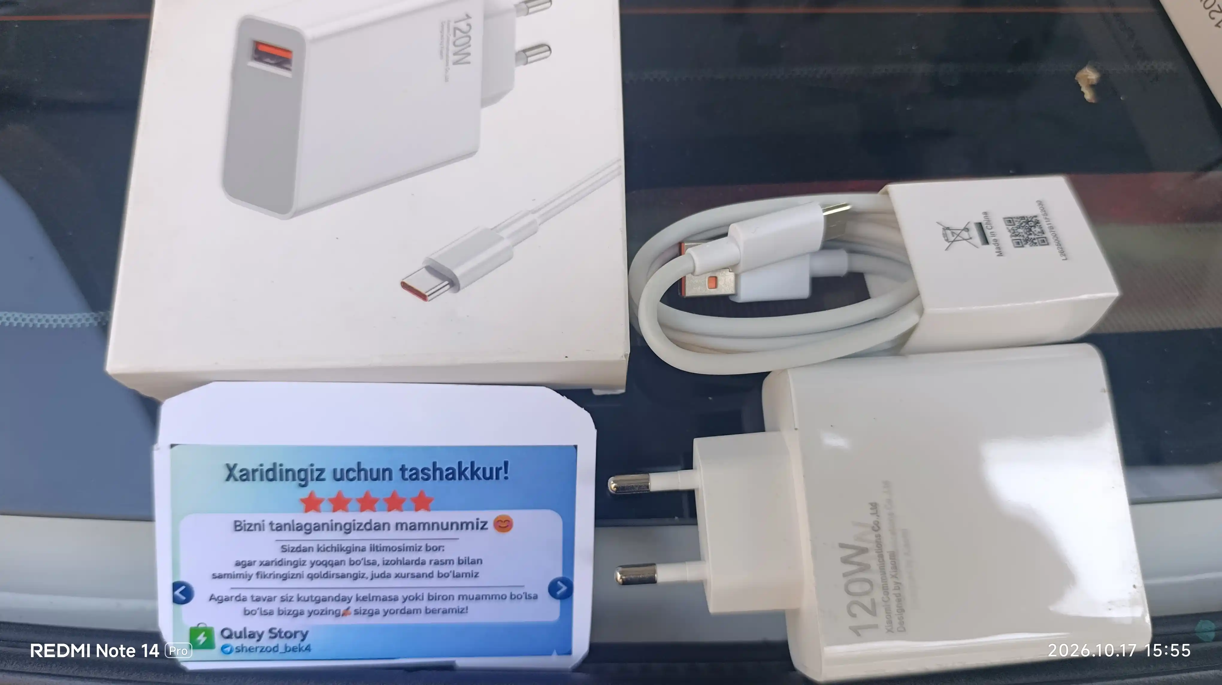 120W  zaryadlovchi adapter Type C kabel bilan Xiaomi uchun kuchli quvvatli zaryad
