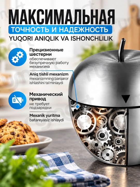 Таймер кухонный металлический «Яблоко» для готовки, выпечки и контроля времени