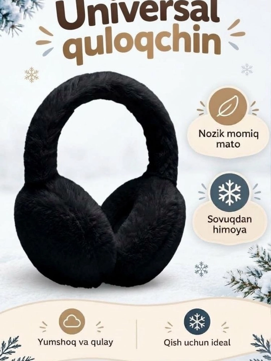 Qizlar uchun mo‘ynali quloqchin, marvarid bezakli, qishgi issiq quloqchin - 