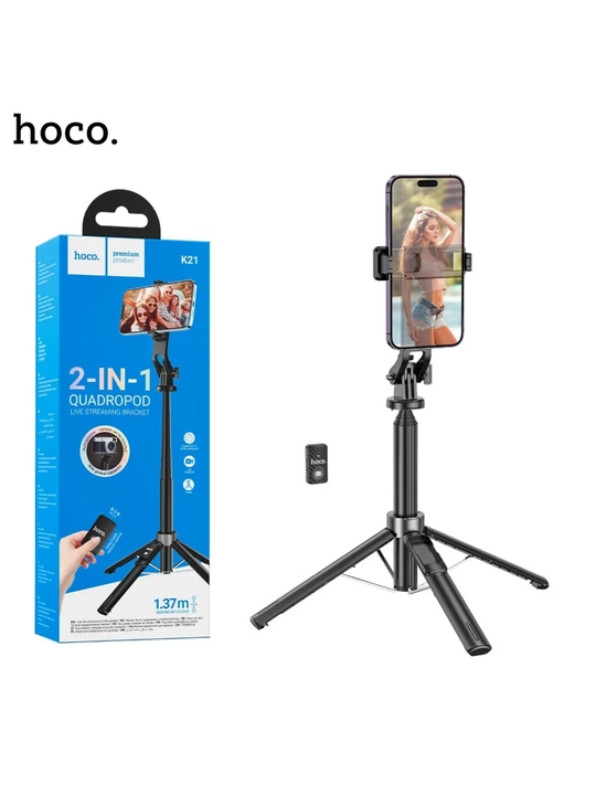 Hoco K21 Stream 2 tasi 1 da kvadrat-monopod - strimlar, Reels va selfilar uchun mukammal shtativ