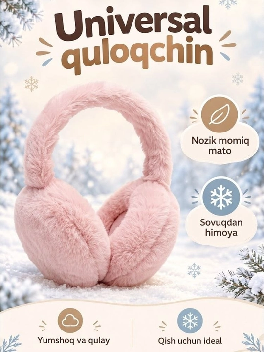 Qizlar uchun mo‘ynali quloqchin, marvarid bezakli, qishgi issiq quloqchin - 
