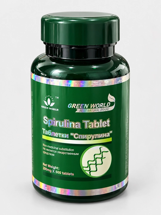 Green World Spirulina Tablet, 500 таблеток по 200 мг — спирулина, БАД