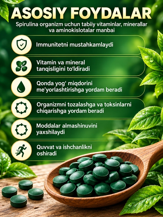 Green World Spirulina Tablet, 500 таблеток по 200 мг — спирулина, БАД