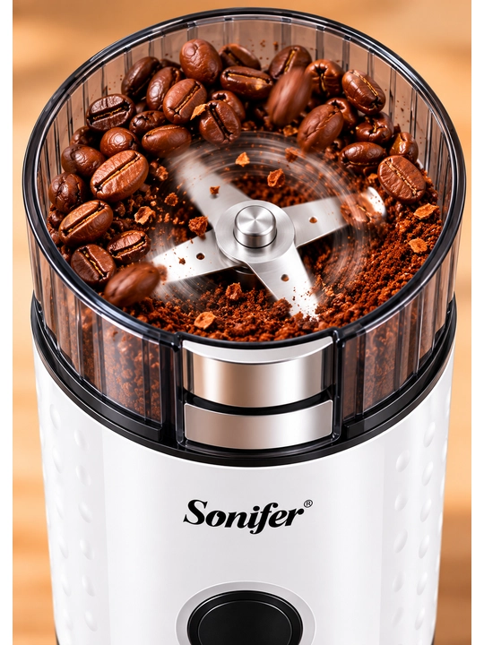 Sonifer SF-3537 Elektr Kofe Tegirmoni 160 W, 80 g, Zanglamas Po‘lat Pichoqli