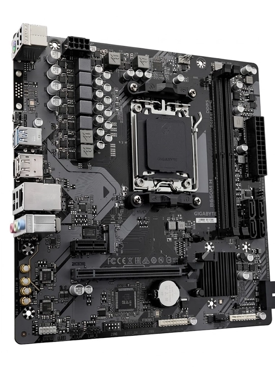 Ona plata GIGABYTE B650M H, AM5, DDR5, PCIe 4.0, M.2 NVMe, GbE LAN, mATX kompyuter uchun