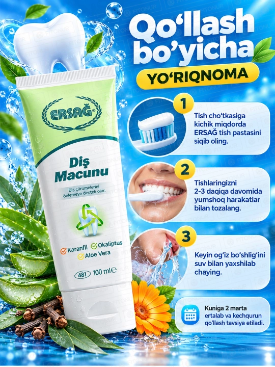 Chinnigul, evkalipt va aloe vera ekstraktli tish pastasi 100 ml