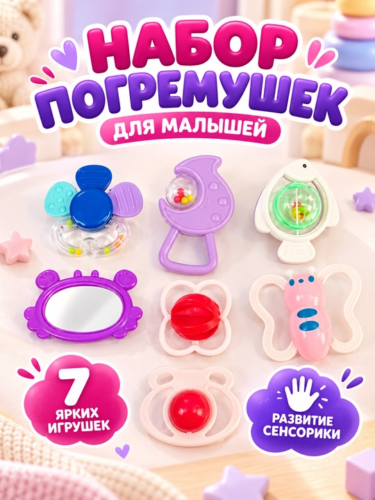 Набор развивающих игрушек для малышей Hola — 6 предметов, погремушки
