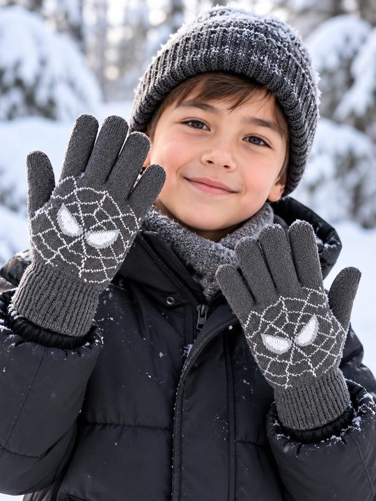 Bolalar uchun qishki qo‘lqop, ikki qavatli, issiq, 8–10 yosh