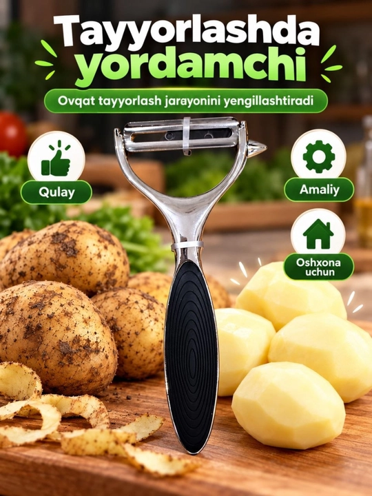 Овощечистка для картофеля и овощей, металлическая, с удобной ручкой, кухонная