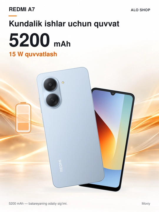 Смартфон Xiaomi Redmi A7, 3/64 ГБ, экран 6,88″ 120 Гц, 13 МП, 5200 мА·ч