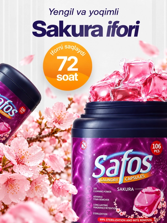 Капсулы для стирки Safos 25-106 шт для цветного, белого и детского белья