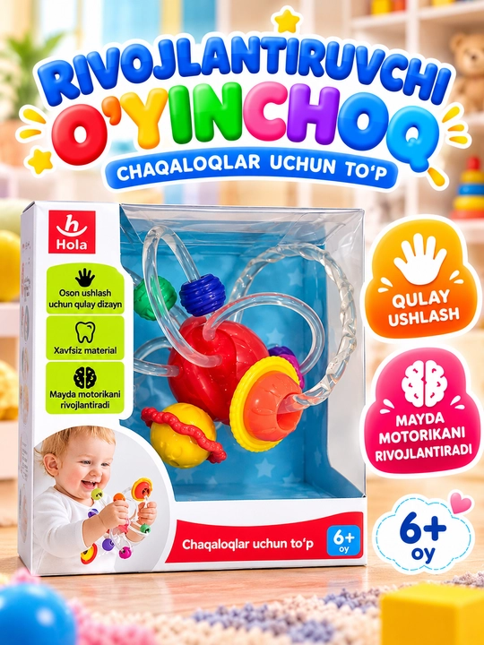Rivojlantiruvchi shar — chaqaloqlar uchun rangli sensor o‘yinchoq - 