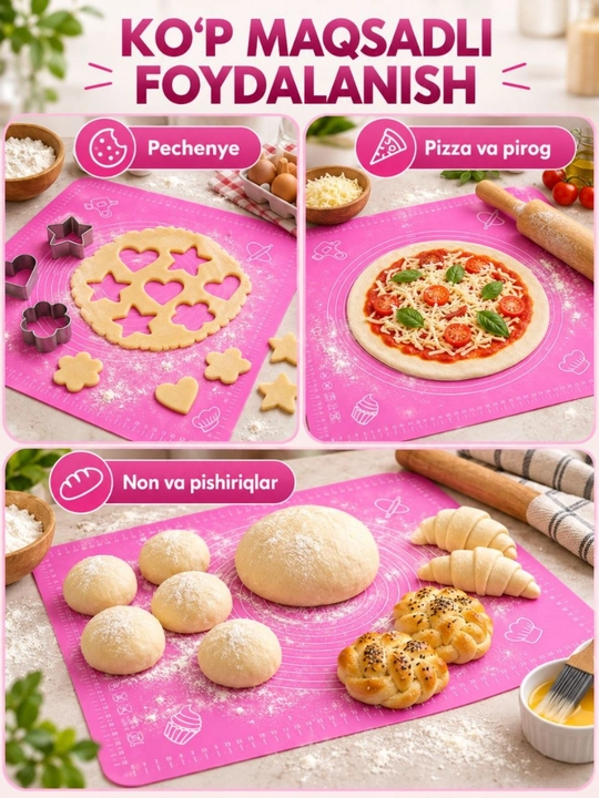 Силиконовый коврик для раскатки теста с разметкой, кухонный коврик для выпечки