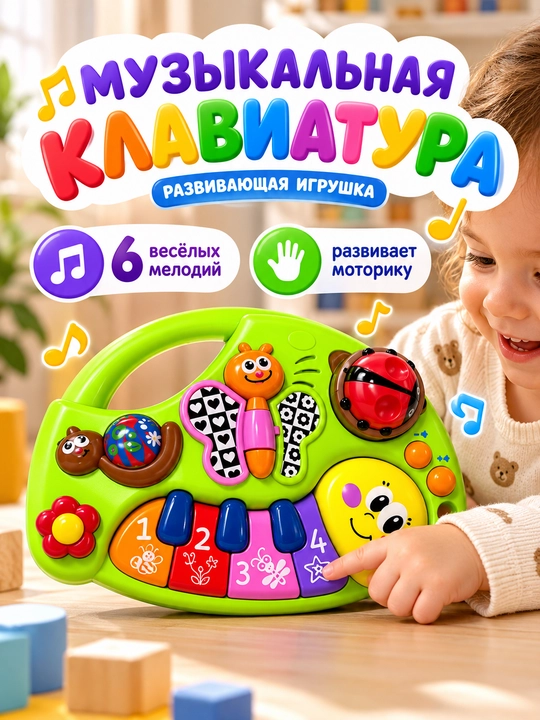 Hola Развивающая музыкальная игрушка-пианино (6+ мес)
